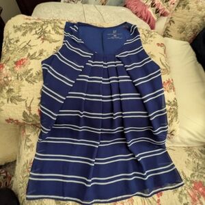 Blue and White Striped Sleeveless Top